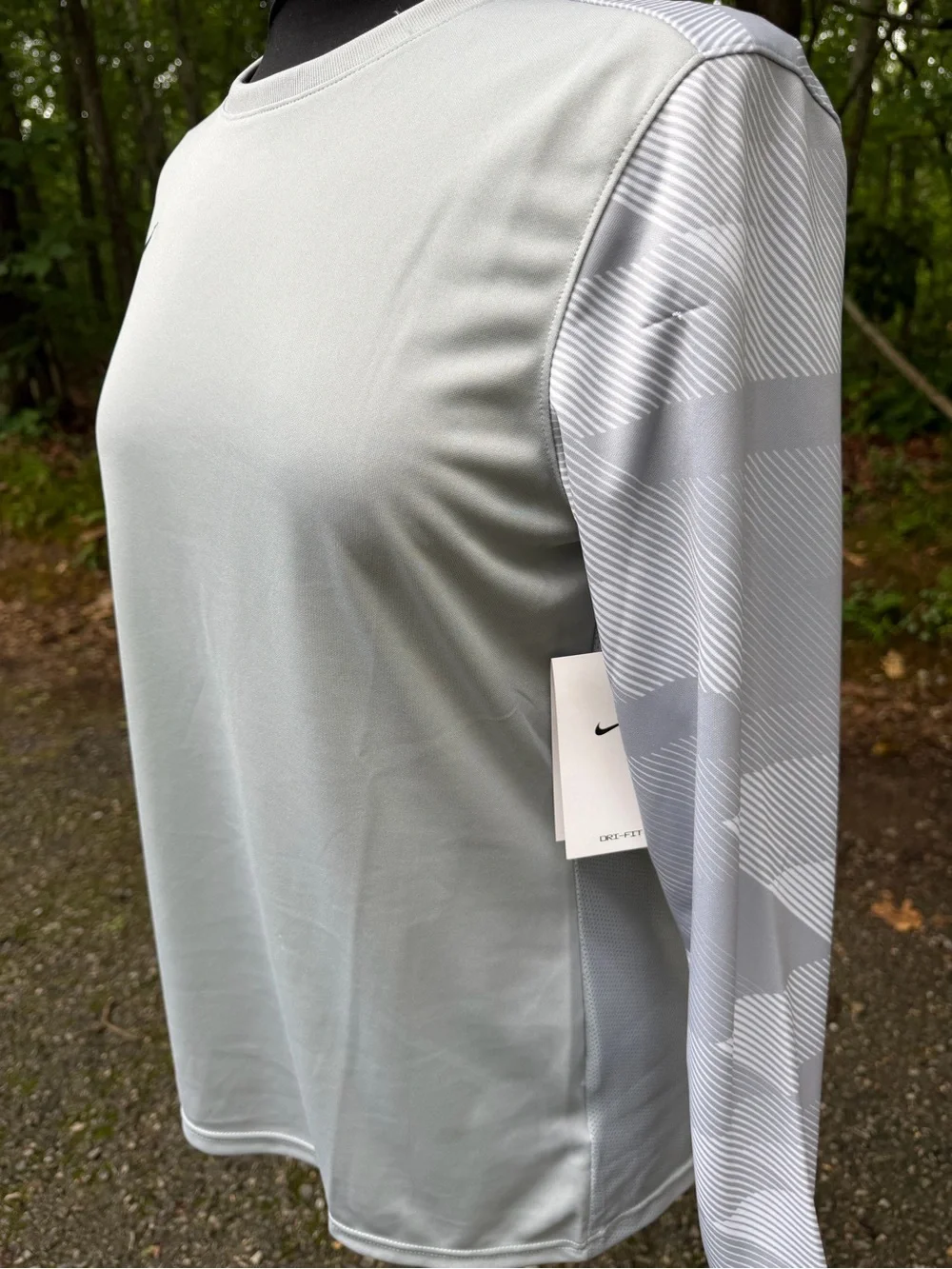 Nike Long-Sleeve Performance Crew in White with Black Swoosh